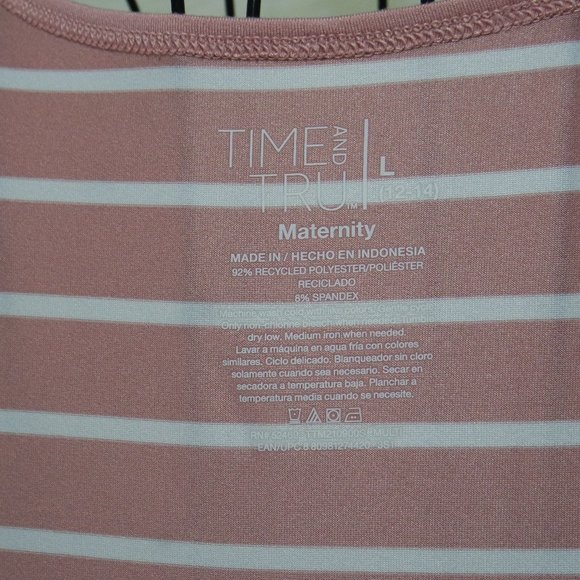 Time and Tru  Pink White Stripe Side Rouching Maternity XL - Picture 7 of 7